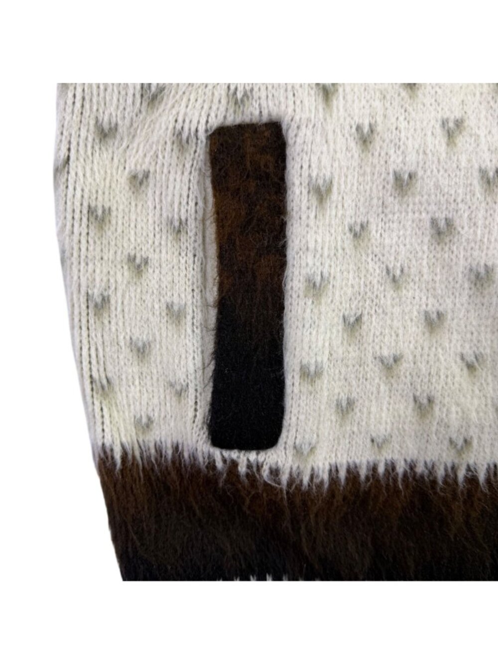 Yari Artesanias Unisex Brown & White Wool Alpaca Pattern Full-Zip Sweater Hoodie - Picture 6 of 10